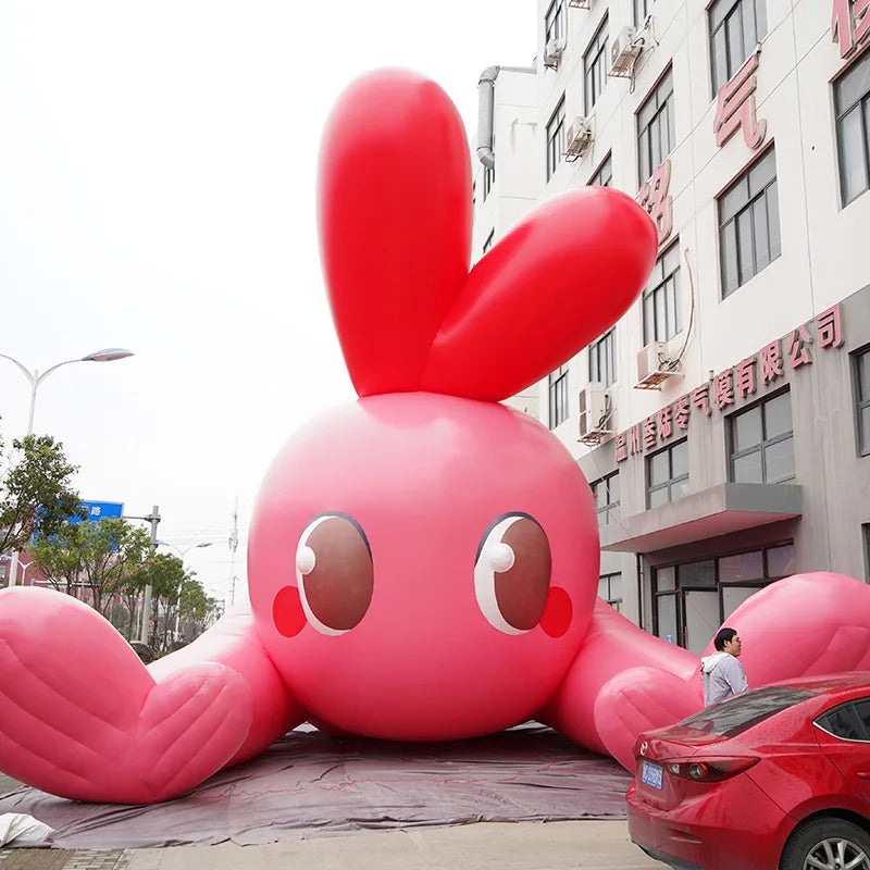 Giant Inflatable Red Rabbit Custom Design Mascot Advertising Cartoon Red Big Rabbit Inflatables for Event or Yard Decorations