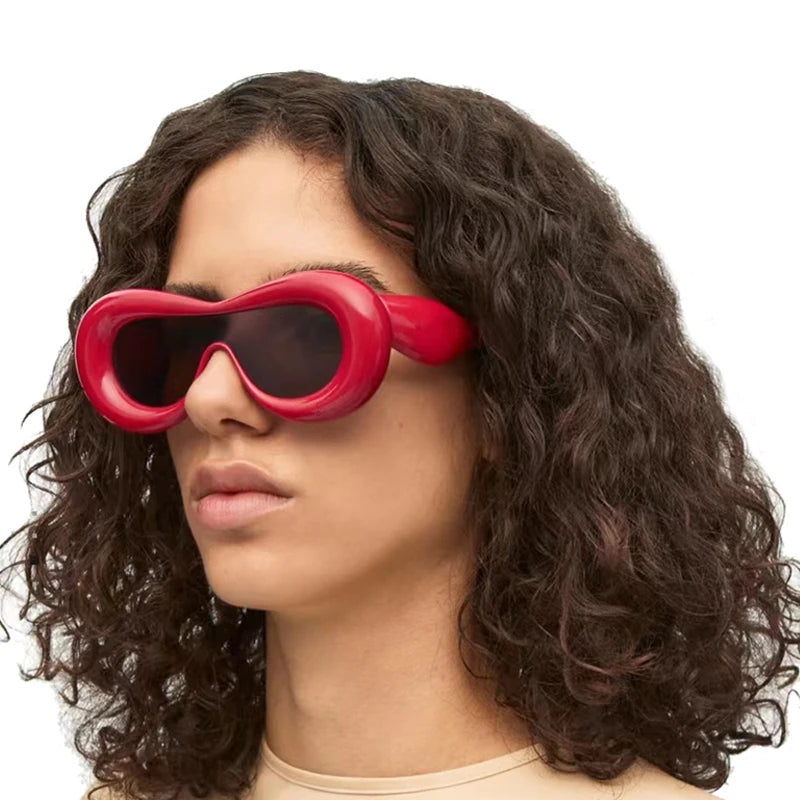 STORY STY1209 Candy Color Shades One Piece Inflated Y2K Sunglasses Thick Frame Lip Fancy Festival Party Eyewear Sun Glasses