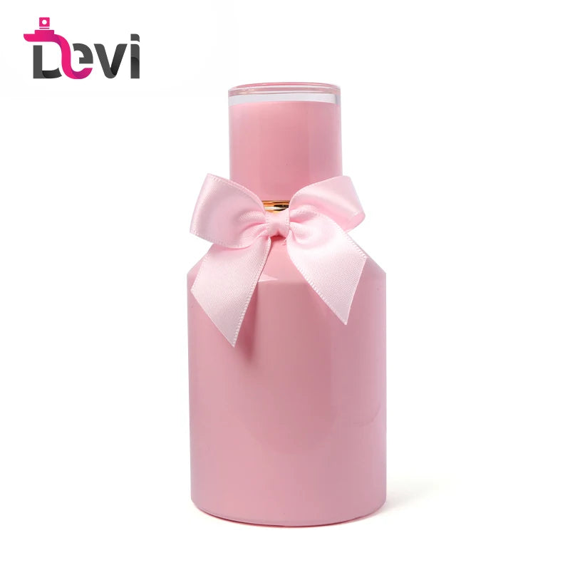Devi New Design 100ML Glass Perfume Bottles Pink Bow Lady Parfum Bottle Refillable Fragrance Sprayer Atomizer Empty Container
