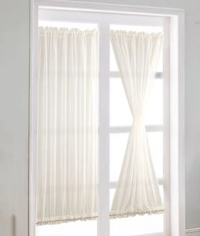 ReadyMade Wholesale French Style Door Window Curtains White Voile Sheer Curtains Polyester Rod Pocket Processing Type
