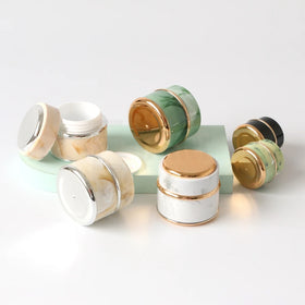 Customized logo Marble Black Color Empty Plastic Face Cream Jar Luxury Nail Gel Jar Body Cream Pot