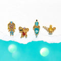 Wholesale Cartoon18k Gold Brass Color Zircon Princess Earring Senior Sense Creative Fashion Small Animal Ear Studs Set for Women