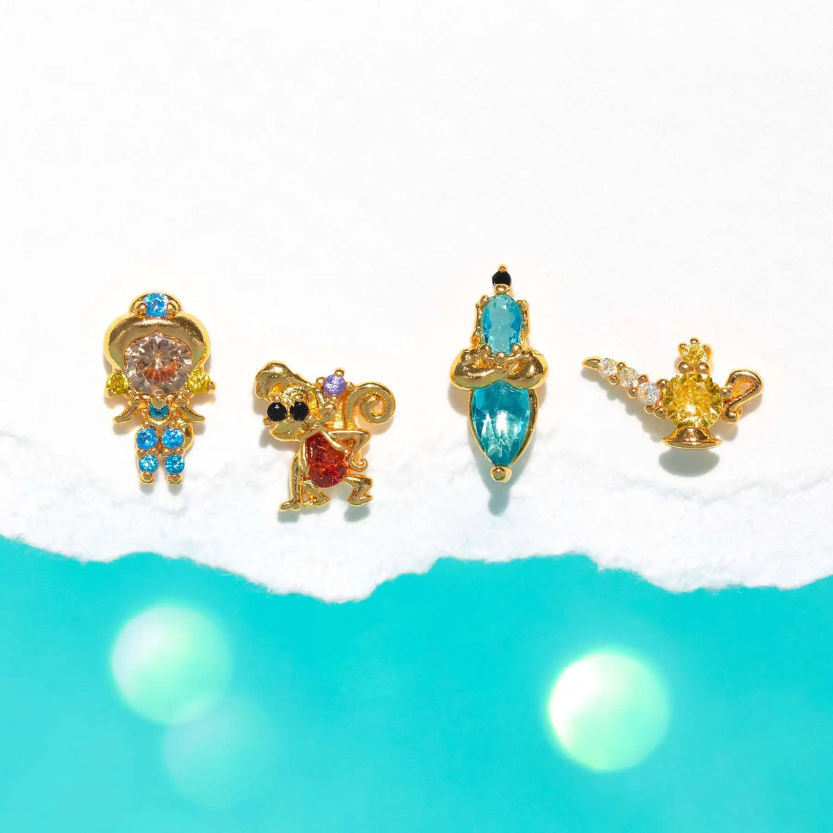 Wholesale Cartoon18k Gold Brass Color Zircon Princess Earring Senior Sense Creative Fashion Small Animal Ear Studs Set for Women MegaBDM