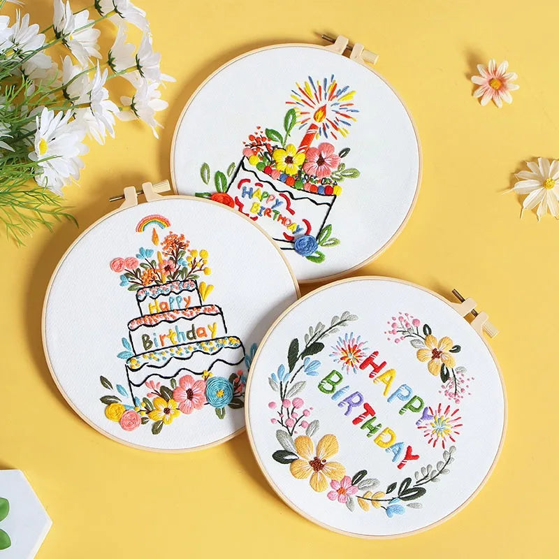 New Happy Birthday DIY Material Kit Creative Handmade DIY Material Package with Hoop MegaBDM