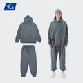 YLS Wholesale Breathable Winter Plus Size 460Gsm French Terry 100% Cotton Unisex Plain Hoodie Matching Sweatpants Sweatsuit Sets