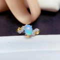 Wholesale 18K Gold Plated S925 Sterling Silver Rings Natural Opal Oval Cut Diamonds Classic Style for Women-for Weddings Parties
