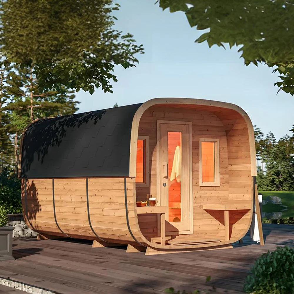 Outdoor Cube Dry Steam Sauna Room 1-8 People Capacity Popular Hemlock CAD Boiled Wood Casa NBS Funguan OJiongzi Building Sauna