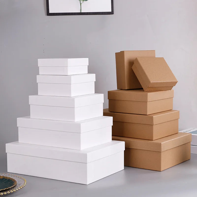 Hot Sell Simple Giant Small Mini Skincare Gift Paper Boxes Plain Brown Black White Kraft Cardboard Packaging Box