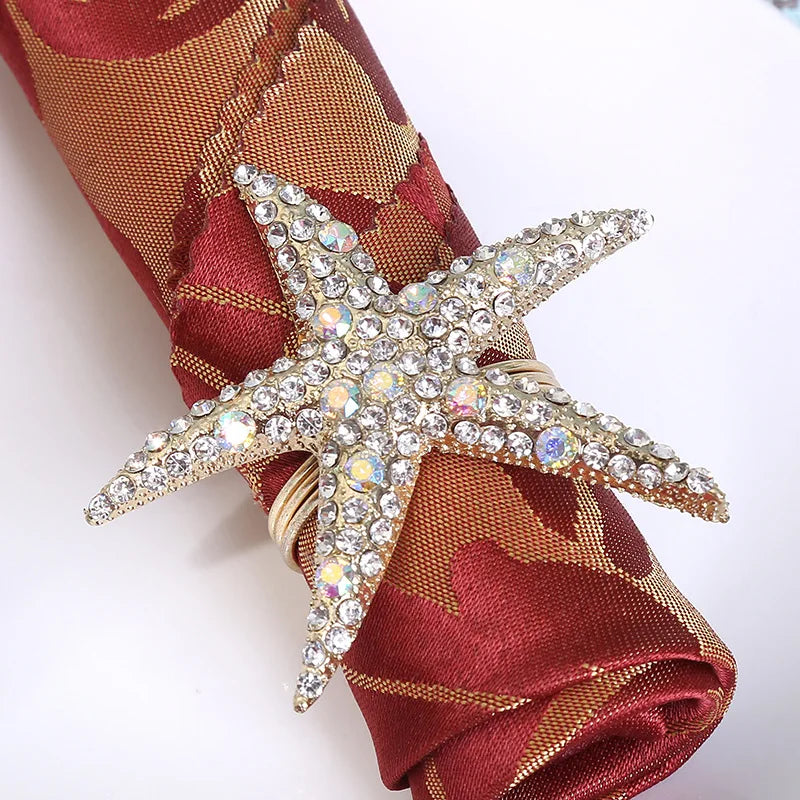 Luxury Starfish Napkin Rings Hot Selling Crystal Napkin Holder for Weddings Parties