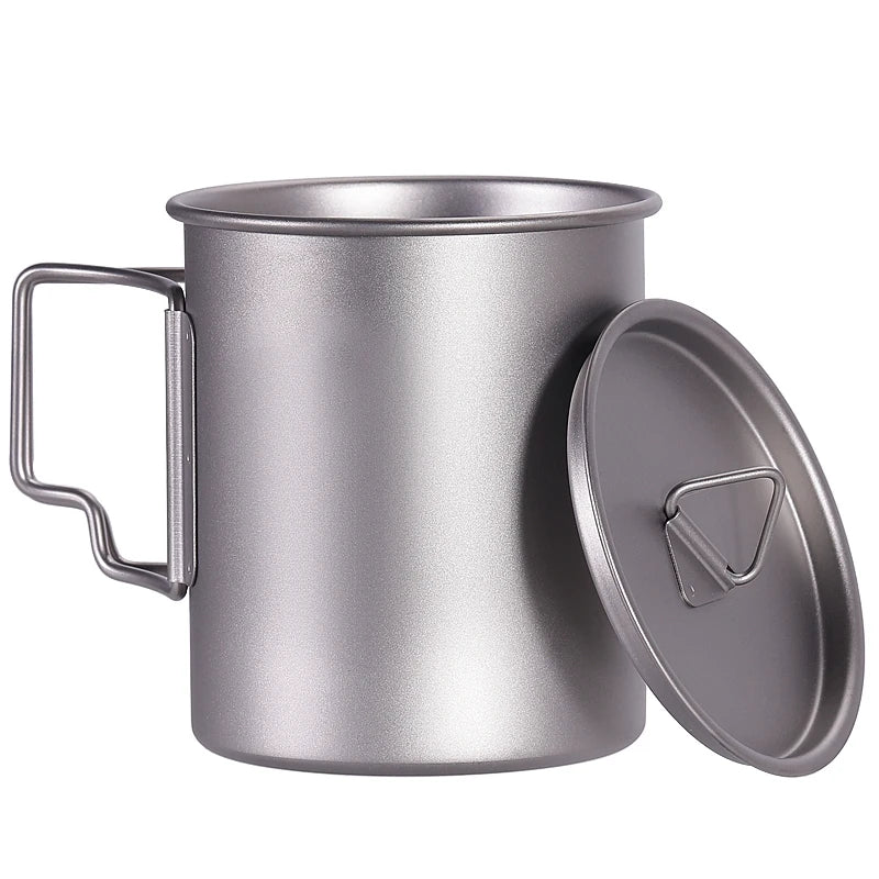 Titanium Cup with a Lid 450ml/15.22oz  Ultra Lightweight Mug Sturdy Outdoor Gear Camping Equipment