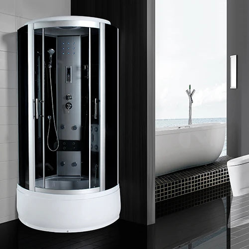Aluminium Frameless Modern Walk-In Shower Enclosures ABS Material Tray Glass Door Steam Bath Function Home Bathroom Sauna Square