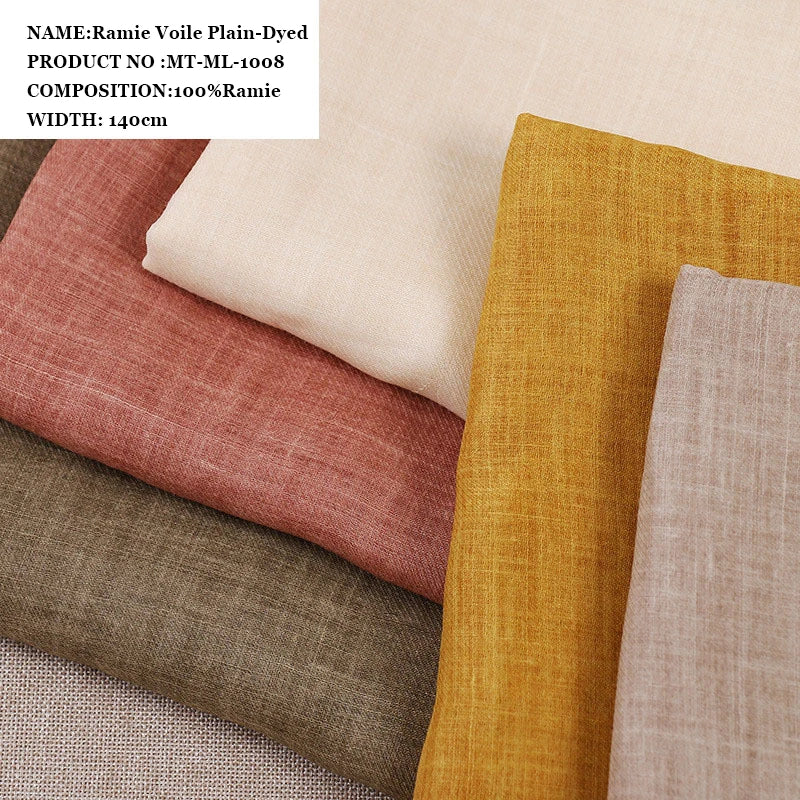 New Fashion 75g Fabric Wholesale of Dirty Dyed Clothing Fabric Dress and Pants 100% Ramie Fabric