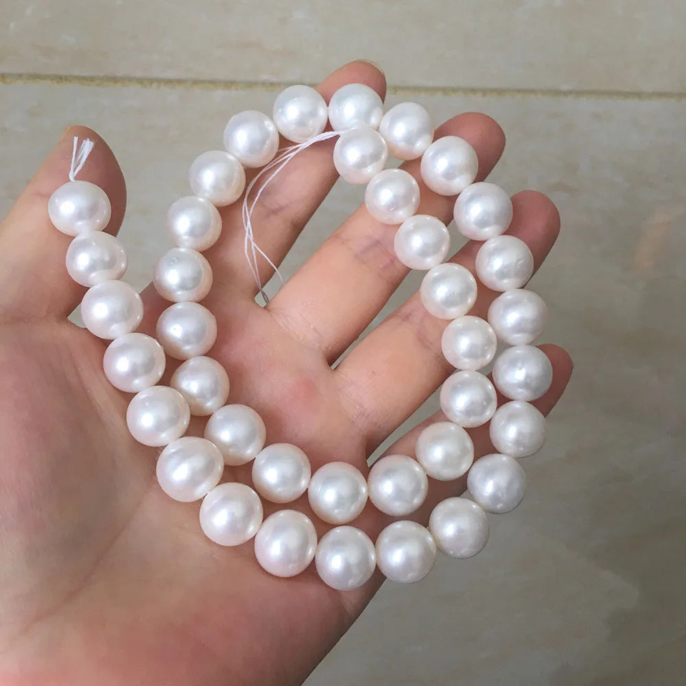 AA+ 10.5-11.5 mm Shape Freshwater Pearl Strand High Luster White Color Natural Loose Beads Small Flaw Good Quality Wholesale