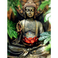 Factory Custom Diamond Painting DIY 5d Red Lotus Buddha Statue and Green Leaves Full Drill Living Room Wall Art Decor