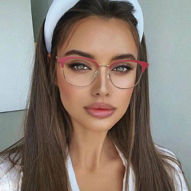 Free Sample 2022 New Women Metal Optical Frames Spring Hinge Spectacles Prescription Myopia Hyperopia Eyeglasses Blue Light Blocking Glasses 2023