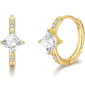 SP Luxury 925 Sterling Silver 18k Gold Plated Diamond Hoop Earrings 925 Sterling