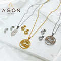 Ason Mother's Day Gift Stainless Steel Round Hollow Letter Mama Earrings Pendant Necklace Sets 2023 Jewelry Set for Mother