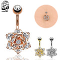 Set of 10 14G Crystal Belly Button Rings Flower Style Navel Piercing Earrings Stainless Steel Body Jewelry for Men and Women