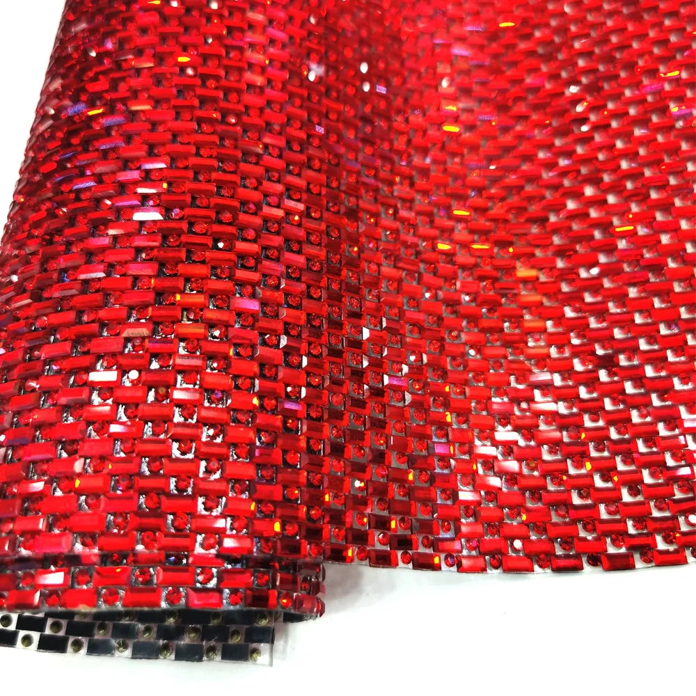 S205 Red Color Crystal Rhinestone Sheet Self Adhesive 2mm for Shoes Rhinestone Sheet Crystal Trim for Clothing Decoration