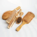 Wholesale Set of Natural Bamboo Wood Hair Brush and Wide Tooth Comb Detangling Rat Tail Comb Bristle Hair Brush Set