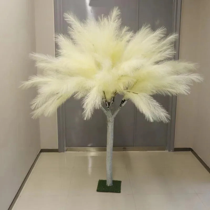 E07198 Hot Sale New Design Faux Silk Plant Fake Pampas Grass Tree Artificial Pampas Tree for Home Wedding Christmas Decor