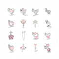 Korean Ear Jewelry Women Love Ear Bone Stud Pink Heart Star Moon Small Twist Ball Titanium Posts Gold Plated Piercing Earrings