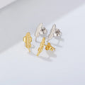Latest Design S925 Sterling Silver Gold Plated Feather Stud Earrings for Women