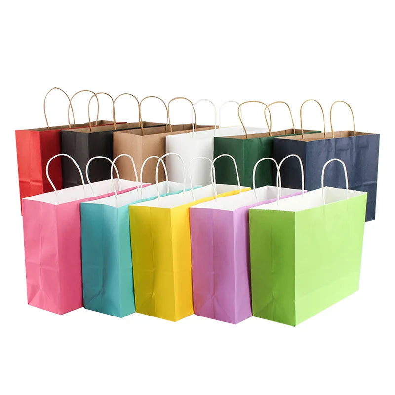 Wholesale Paper Packaging Customized Printing White Black Brown Kraft Paper Bag Luxury Shopping Gift Paper Bags with logo Custom