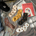 HF New Cartoon Cute Bear Cotton Socks for Women 100% Breathable Knitted Crew Length Small Fresh Socks for Spring Day