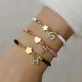 Fashion Charms Handmade Stainless Steel Heart Star Rhinestone Luxury Initial Crystal Letter Pendent Women Bracelet Jewelry
