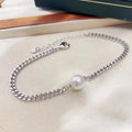 B455 8-9mm 925 Sterling Silver Gold Plated Wholesale Freshwater Pearl Charm Bracelet  Bangle Fancy Jewelry for Women
