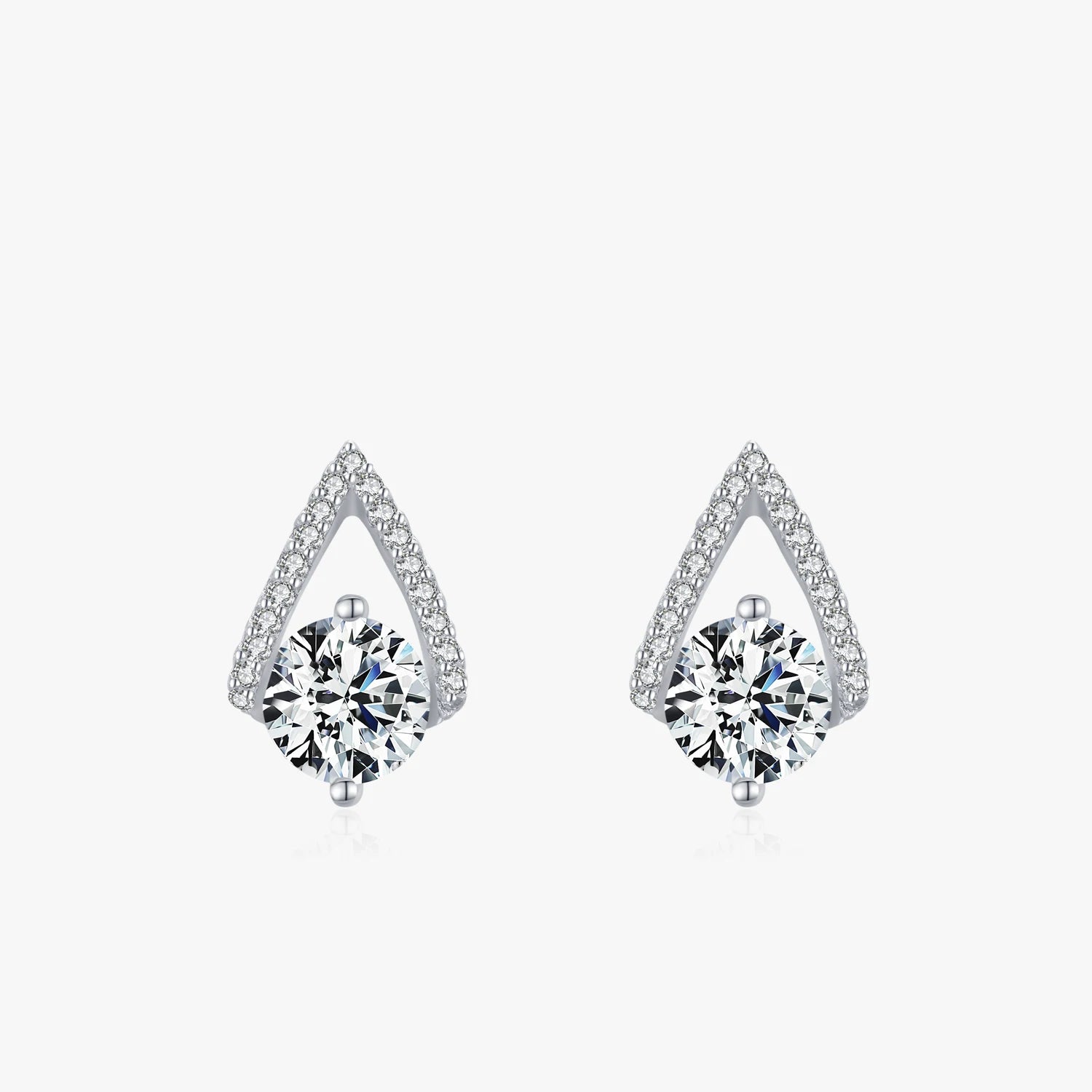 Ailmay Genuine 925 Sterling Silver Luxury Water Drop Shape Sparkling CZ Stud Earrings for Women Wedding Fine Female Jewelry