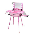 24inch Pro Makeup Station Artist Case with Dimmable Lighted Mirror LegsCosmetic Box