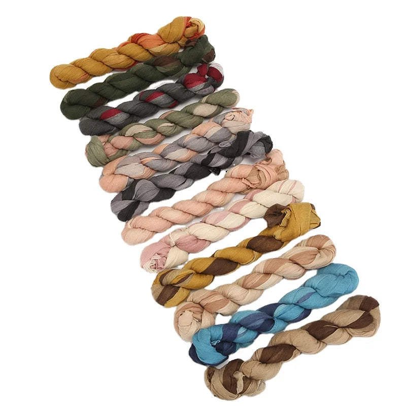 Balinese Linen Cotton Hand-Painted Shawl Gradient Color Thin Twist Wrinkled Scarf Autumn Printed Pattern Traditional Shawls
