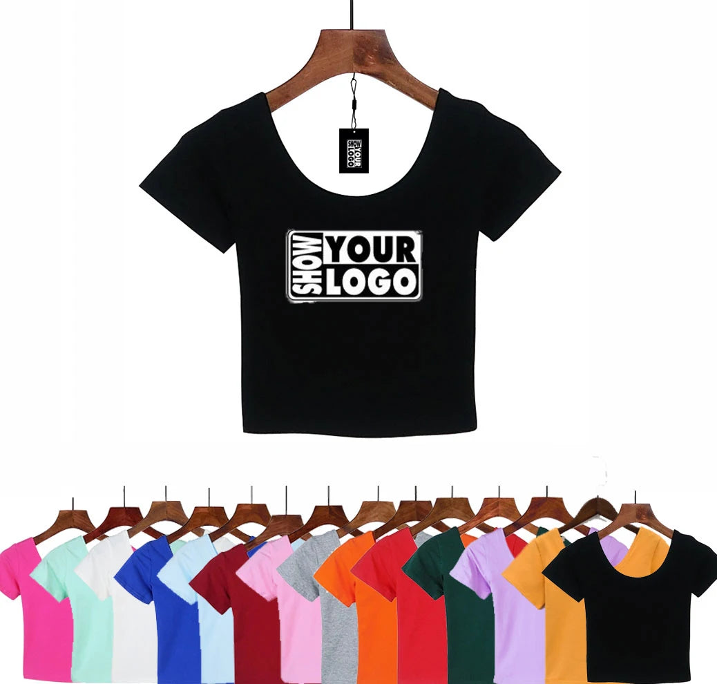 Hot Sale Women's Slim Fitting Crop Top T-Shirt Custom Printed with Breathable Knitted Fabric Free Label and Hang Tag Offer