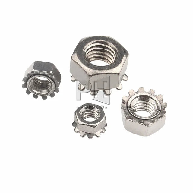 K Female Tooth Nut Hexagonal YE M3/M4 Nickel Plated K Nut Carbon Steel Material Toothed K Nut