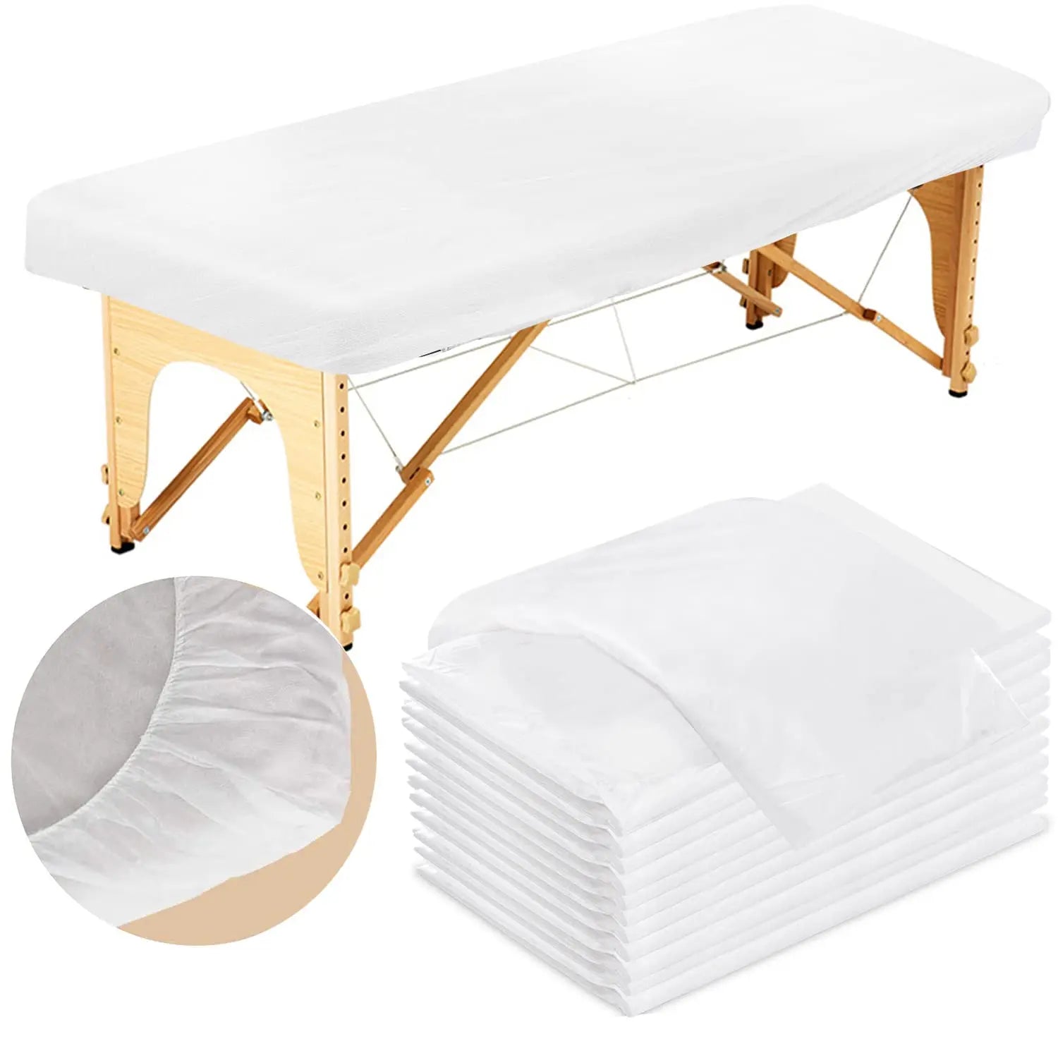 Disposable Fitted Bed Sheet 80x190cm Nonwoven Waterproof Bed Cover for Hotel Spa Travel