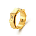 ShuoyeW 8mm Stainless Steel Ring Silver Black Gold Octagonal Hexagonal Rectangular Nut Rotatable Stainless Steel Finger Rings749