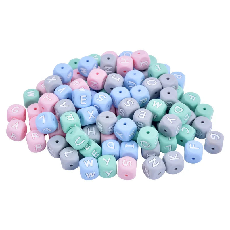 Wholesale Geedyn SiB040 Classic Custom Logo Customized Colorful Square Silicone Letter Beads DIY Fashion Alphabet Bracelet