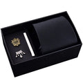 Men's Business Formal 8CM Lazy Tie With Zipper Brooch Tie Clip Five-Piece Set