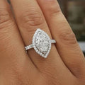 Huitan OEM Custom Women's Wedding Rings for Exquisite Marquise Cut Crystal Cubic Zirconia Silver Plated Rings for Women Jewelry