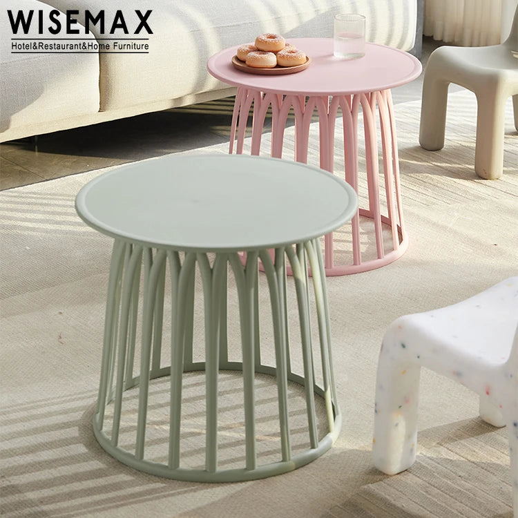 WISEMAX FURNITURE Factory Wholesale Cheap Home Furniture Creative Plastic Coffee Table Color Round Side Table Hot Sale for Villa