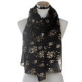 Gold Foil Shiny Fish Printed Scarf for Women Holiday Gift Lightweight Soft Sheer Long TR Cotton Scarf Wrap Shawl for Women