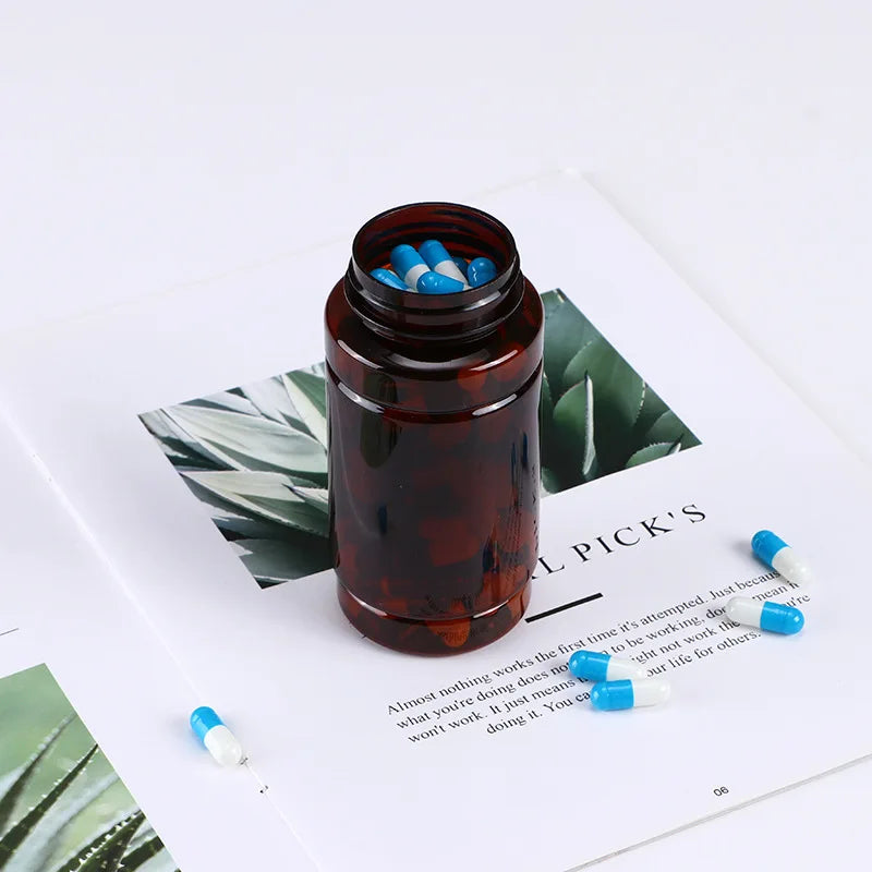 PET Double Line Cap 225 CC Medium Straight PET Plastic Bottle for Medicine Capsule Fish Oil VC Quality Plastic Bottles