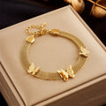 Nabest 18K Gold Plated Stainless Steel Nets Chain Bracelets Waterproof Jewelry Women 3D Butterfly Bracelet