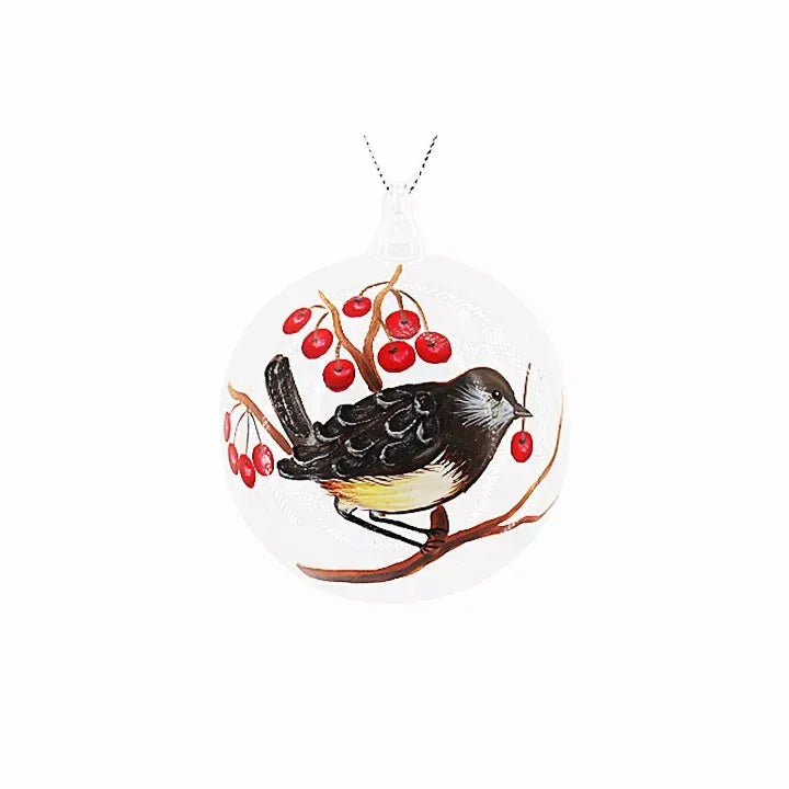 Custom Luxury Hand Painted Bird Ornament New Christmas Plastic Ball Tree Decoration Printed Glass Material
