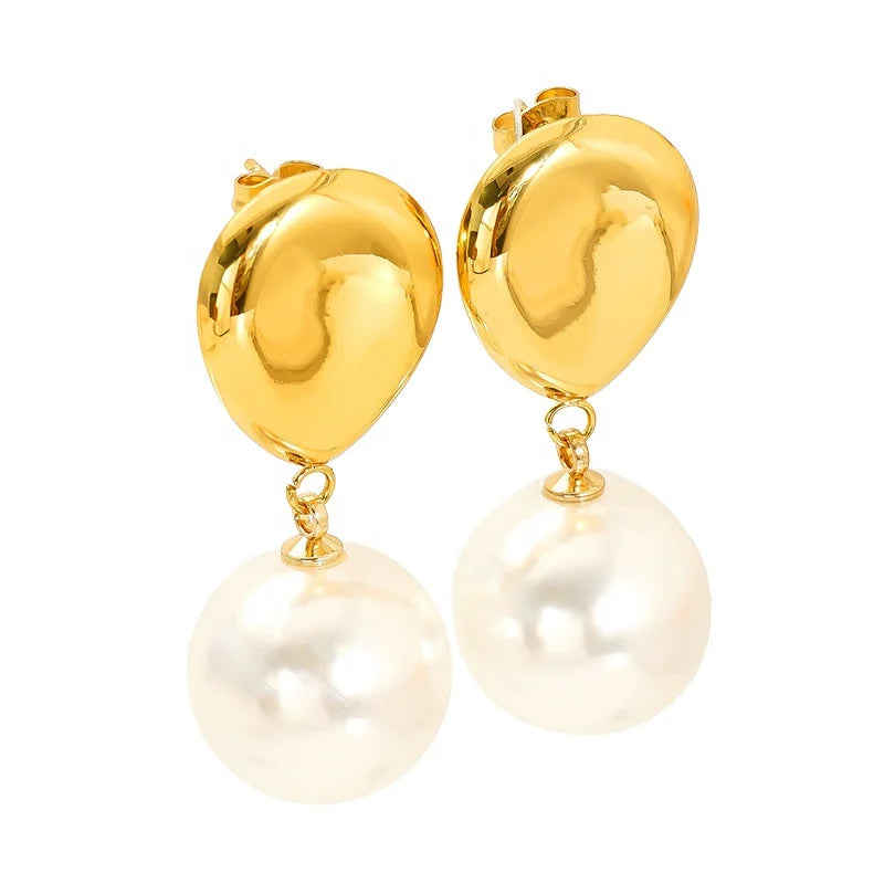 2025 Lightweight and Stylish Summer Jewelry Stainless Steel 18k Gold Plated Dainty Pearl Stud Earrings