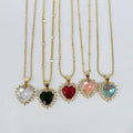 NZ1277 18k Gold Plated Diamond Zircon Cubic Zirconia Heart Pendant Stainless Steel Chain Women's Necklace