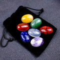 Healing Yoga Meditation Energy 7 Chakra Set Crystal Gem Agate Oval Egg Shaped Pocket Stone Natural Love Crafts Gemstone Folk Art