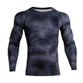 Men's Compression Long Sleeve T-Shirt Custom Wholesale Printed Breathable Polyester Quick Dry Sports Apparel Fitness New